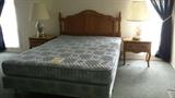 Simmons Queen mattress set, oak headboard and 2 nightstands.