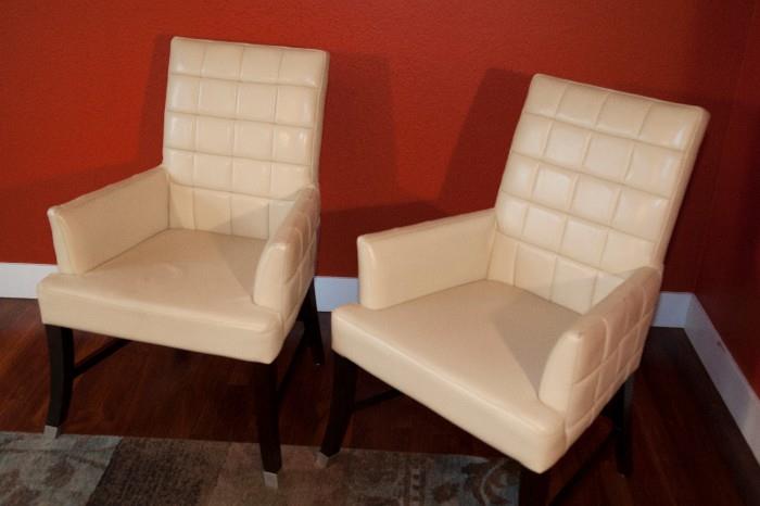 Basset White Leather Chairs