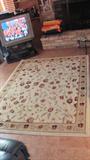Oriental Style Area Rug with Floral Pattern; Also pictured is one of two Sony Color TVs in this sale.