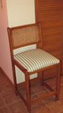 One of four matching Eat-in Counter Chairs / Bar Chairs with upholstered seats and Cane Backs