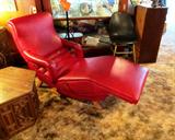 Vintage Retro Mid -Century lounge Chair with Red Upholstery