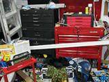Tool Cabinets...a US General Tool Cabinet with 4 drawers and wheel mounted and additional chest stacked on top; One Store House Tool Cabinet  with three stackable sections...base section with 3 drawers and wheel mounted, mid section with 2 drawers, and top section with 6 drawers and top storage