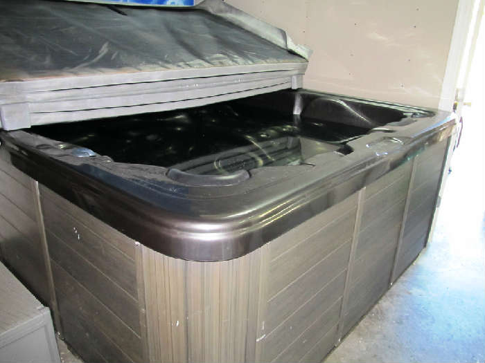 Vision Crest Spa / Hot Tub - Model 3780 Cygnus...approx. 83 x 92" x 37" ;  weight is approx. 825 empty and 4,157 filled; Features:Large 5/6 person seating capacity spa with ergonomically designed shell to permit a large group... family or friends to enjoy it, lots of jets (approx. 87) of differing sizes and placements for everyone to enjoy too; 2 - 2 speed 5.0 HP  pumps; Has a foot therapy system feature; Nice waterfall feature; pillow headrests; electrical requirements 220v - 50Amp;   Driftwood Gray Lucite Cabinet for low maintenance and a  Solar cover to keep heat in.  It also has a set of Spa Steps for easy entry and exiting of the spa.  Note: you will need to arrange for  removal and setup...this will include a privacy temporary wall (not floor to ceiling), although the wall does not need to be demolished