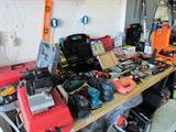 Some of the tools that are available in this sale. Hand Tools,  Power tools.  As pictured...belt sander with case, drill bit sharpener, several electric and battery powered drills, various hand tools.  All items pictured are available.