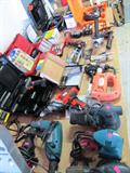 Some of the tools that are available in this sale. Hand Tools,  Power tools.  As pictured...belt sander with case, drill bit sharpener, several electric and battery powered drills, various hand tools.  All items pictured are available.