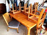 Linon Dining Set (mfg. in Brazil)...solid wood with distressed top and light colored finish, 4 matching side chairs