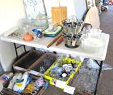 Miscellaneous Kitchenwares, cups & saucers, glasses, spice rack