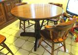 Vintage Colonial Style Dining Set by Sugar Hill - Round Pedestal Style Table...pine (matching to the China Hutch and Server pictured elsewhere in this collection.) and 4 matching chairs...also pine