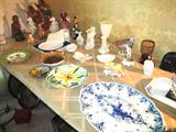 Very nice Vintage Belleek items...bowl, tray, dishes, vases...very early marks; Vintage Delft large platter; Italian Decorator Hand Painted Plates / decorator items; Also several holiday table decoration items;