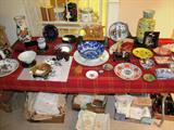 Nice Selection of Oriental Theme Items...lacquerware items, decorator plates, figurines, vases, boxes, and carved figurines. Also, good selection of linens