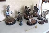 Some of the excellent collection of Very Collectible Legends C.A. Pardell's Metal Art Sculptures which are available in this sale.  There are approximately 60 limited edition sculptures  in this collection...most are circa 1990's and many are retired no longer in production pieces making them extremely collectible.  Many  had original selling prices in the range of $1,000.00 - $2,800.00.  As examples,  are the  pieces along the back row in this picture, The large piece at the left rear is a C.A. Pardell Sculpture entiltled "Spirit of the Mountain"... a limited edition sculpture  No. 79 of 750 which had an original selling price of $1,750; The next piece to its right is a C.A. Pardell Sculpture entitled "Songs of Glory...a retired no longer in production limited edition No. AP of 750 which had an original selling price of $1850.00; The next piece to the right side is a C.A. Pardell Sculpture entitled  "Drum Song" and is a limited edition sculpture No. 183 of 750 which had an original pr