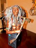 Very Collectible Limited Edition  "Legends" C.A. Pardell's Metal / Composite Art Sculpture entitled "Eminent Crow"...sculpture of Chief Plenty Coups.  A retired no longer in production  limited edition sculpture that originally sold for $1,500.  (Limited Edition No. 792 of 950)