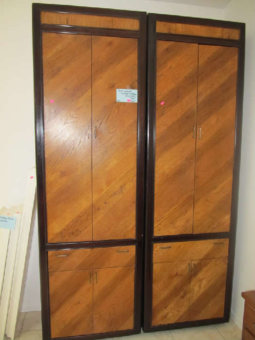 Nice Matching Pair of Tall Cabinets...quality... solid construction,  with doored,  shelves,  and drawer storage