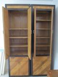 Nice Matching Pair of Tall Cabinets...quality... solid construction, with doored, shelves, and drawer storage; As shown both cabinets' internal shelves storage are shown