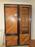 Nice Matching Pair of Tall Cabinets...quality... solid construction, with doored, shelves, and drawer storage. As shown one of the cabinets shelving storage is shown
