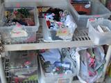 Some of the sewing supplies available in this sale... bolts & boxes of material, trim, lace, sequins, zippers and other sewing supplies and notions. Also available are significant quantity of patterns. Also available are knitting supplies...100+ skeins of yarn, also sewing & knitting books