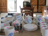 Pfaltzgraff...Blue Stencil dishware...bowls, pitchers, cups, teapot, bakewares