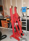 2 ton capacity Folding engine hoist crane mfg. by Advanced Tool Design..Model ATD7485...heavy steel construction with 4 position boom...1/2T - 2T; Great in limited space garages or wherever you try to get away with doing engine repairs... Heavy duty steel casters great for easy positioning...safety brake to prevent movement, heavy steel hook with safety latch.