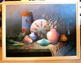Vintage Original Oil Painting of Native American artifacts by Charles Benolt...signed by artist