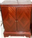 Vintage Credenza / Storage Cabinet with nicely veneered and inlaid accents, double door & shelves storage.