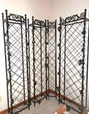 Set of 3 Ornate Wrought Iron Wine Racks with grape leaf accents and black finish. Can be linked together or separate them...one for the guests, one for the in-laws...and one for the good stuff you treat yourself to on special occasions..(ie any day ending in "y")