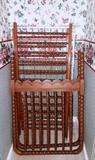 Vintage Wood Jenny Lind Baby Bed with nicely turned and spindled legs and sides