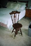 Victorian Style Piano Chair with Spindle Back and Glass Ball / Brass Feet