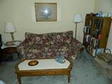 Floral Sofa, Coffee Table, End Table & Lamp