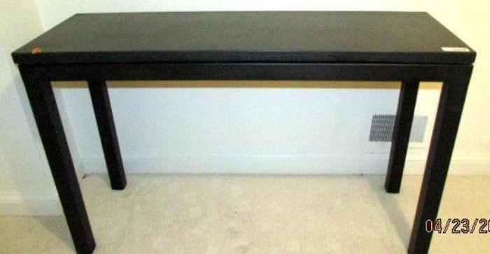 Metal Parsons style sofa table with slate top 
Great contemporary look 
30H x 48 L x 16 D
