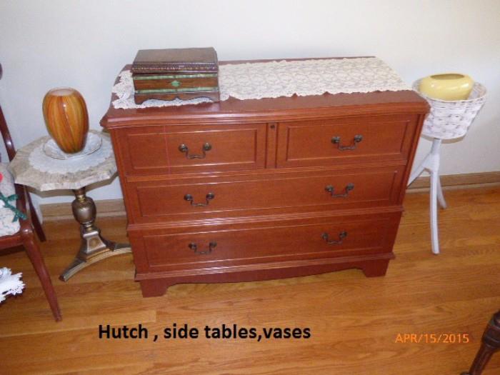 Hutch, Side Tables, Vases