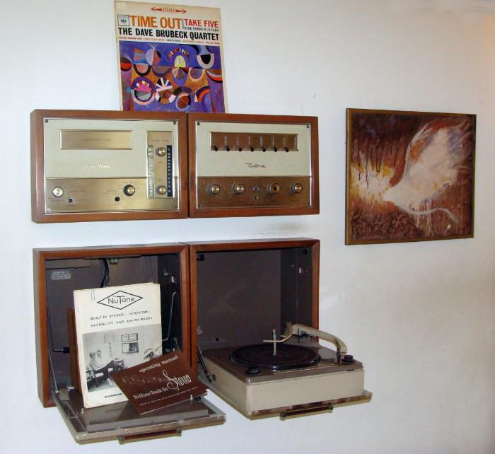 Vintage NuTone Built-In Hi-Fidelity Stereo Unit with Turntable Mid Century Art Dave Brubeck Time Out Take Five Album