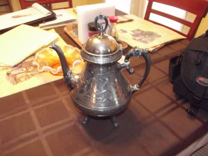 Engraved Silver Tea Pot