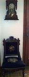 Needle point chair and wall clock