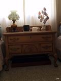 Bedside table, lamp antique.