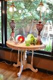 pair of large Red Ruby Hand Cut Bohemian Crystal Lamps1920’s