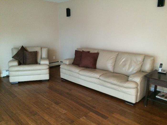 White leather living room...sofa, loveseat & chair
