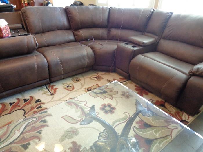 R.C. Willey sofa w/three recliners (rug underneath not for sale)