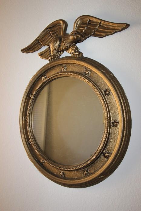 Metal framed mirror.