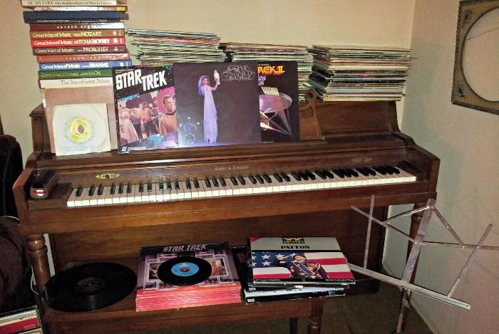 Upright piano, Laser Video discs, Albums, LP's, records