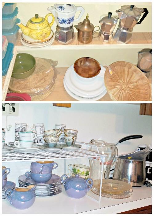 Vintage coffee and tea pots, vintage tea sets, espresso and demitasse sets, Coca Cola pitcher
