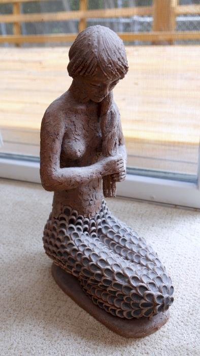 Pottery mermaid about 26" high