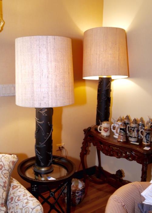 Pair of wall paper lamps , side table matching coffee table