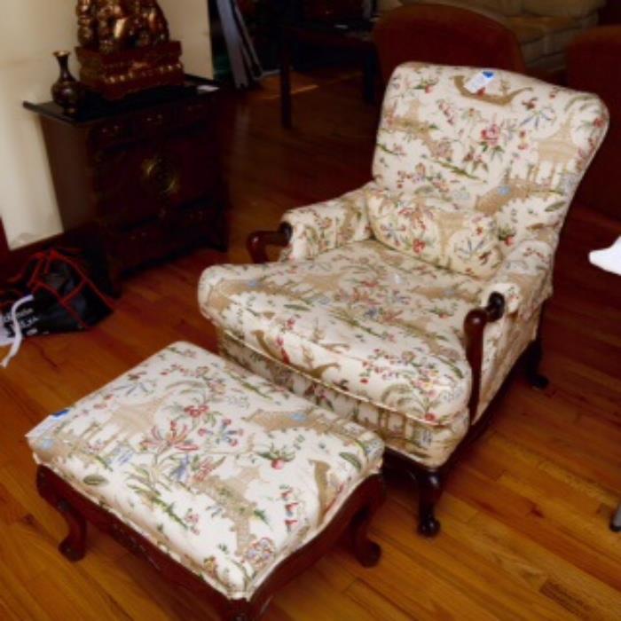 French style chair with ottoman, priced separately 