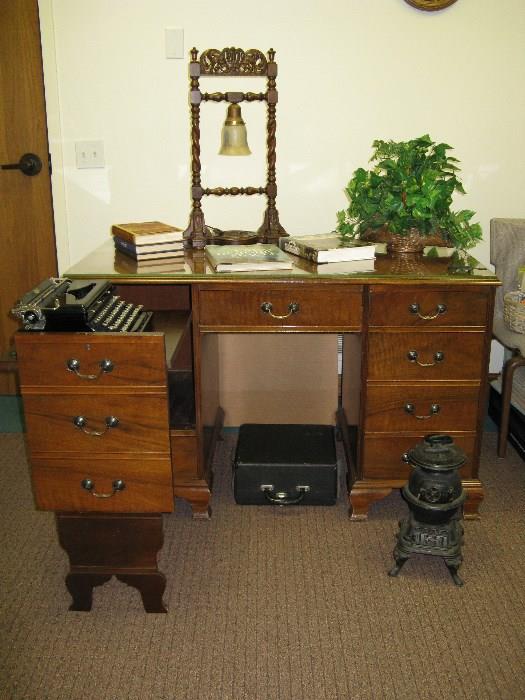 Vintage Desk, Typewriter, Berkey & Gay Lamp
