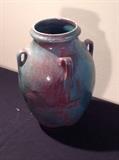 Ben Owen III Chinese Blue 4 Handled Vase signed and dated 1995