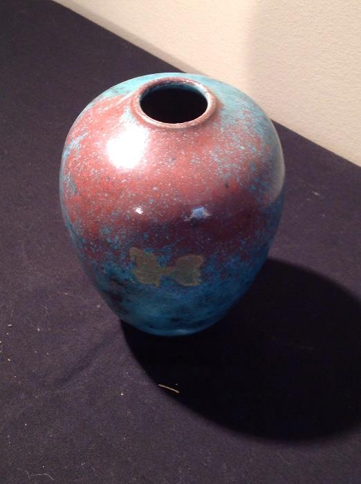 Ben Owen III Chinese Blue Egg Vase Signed and Dated