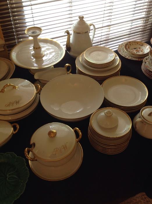 Assorted White and gold Dinnerware some with Monograms