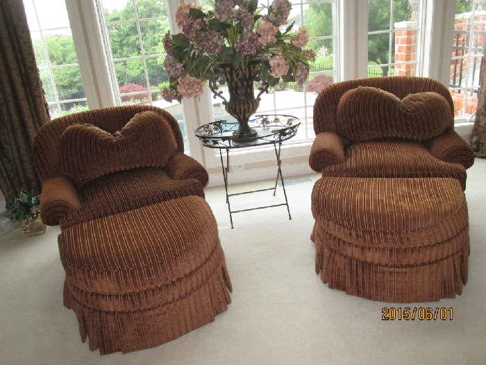 Each Chair and Ottoman set, sold separately.  If you want both, please pull both tags