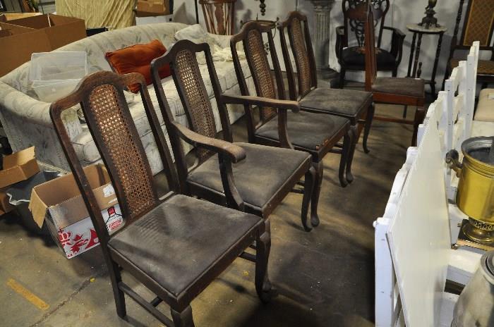 Antique dining room chairs.