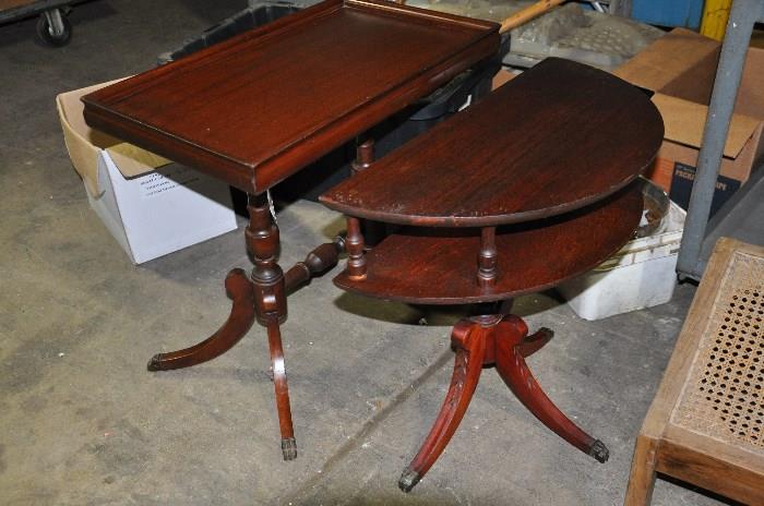 Antique mahogany side and occasional tables.